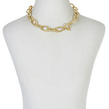 Bellezza 20" Bronze Polished Oval-Link Heart Toggle Necklace