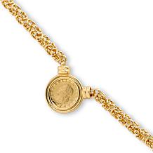 Bellezza 20-Lira Coin Pendant with Byzantine Chain Necklace