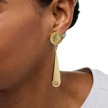 Bellezza 50 Lira Mini Coin Bronze  Hammered Teardrop Dangle Earrings