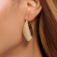 Bellezza Bagnata Bronze Hammered Leaf Hoop Earrings