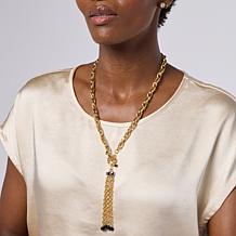 Bellezza Bronze 2-Tone Onyx Mixed Texture Pendant Necklace