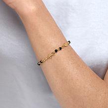 Bellezza Bronze Black Chalcedony Bead Religious Charm Bracelet
