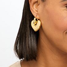 Bellezza Bronze Electroform Hammered Heart Drop Earrings