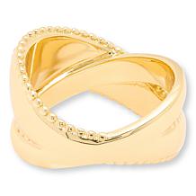 Bellezza Bronze Goldtone 1.12ctw White Topaz Beaded Crossover Ring