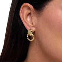 Bellezza Bronze Hammered Doorknocker Drop Earrings