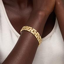 Bellezza Bronze Hammered Stampato Panther-Link Chain Bracelet