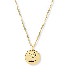 Bellezza Bronze Initial Disc Pendant with 18" Chain