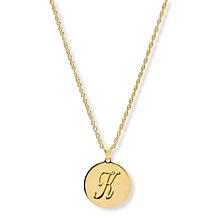 Bellezza Bronze Initial Disc Pendant with 18" Chain