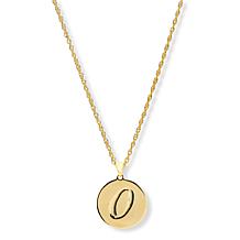 Bellezza Bronze Initial Disc Pendant with 18" Chain