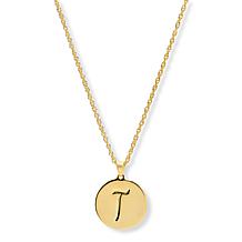 Bellezza Bronze Initial Disc Pendant with 18" Chain