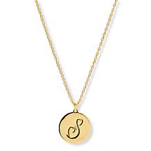 Bellezza Bronze Initial Disc Pendant with 18" Chain