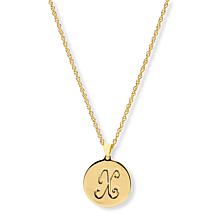 Bellezza Bronze Initial Disc Pendant with 18" Chain