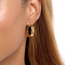 Bellezza Bronze Polished 1" Triangular Tube Hoop Earrings