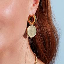 Bellezza Bronze Polished Hoop Earrings with Detachable Charm Drop