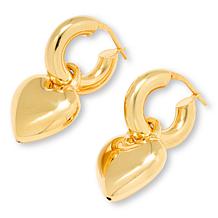 Bellezza Bronze Polished Hoop Earrings with Detachable Charm Drop