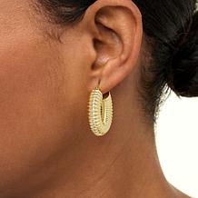 Bellezza Bronze Polished Ribbed Hoop Earrings