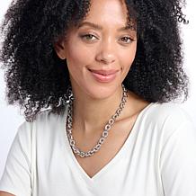 Bellezza Bronze Textured and Polished Oval Link 18" Necklace