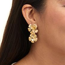 Bellezza Bronze Textured Double Flower Drop Earrings