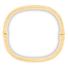 Bellezza Goldtone Hammered Square Hinged Bangle