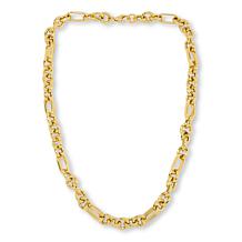 Bellezza Hammered and Polished Oval and Paperclip Chain Necklace