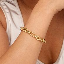 Bellezza Hammered and Polished Oval and Paperclip Chain Bracelet
