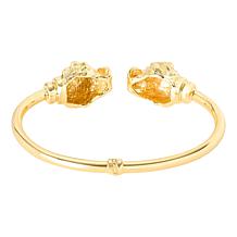Bellezza Polished Lion Head Hinged Cuff Bangle Bracelet