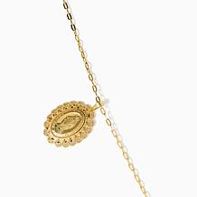 Bellezza Virgin Mary Lace Oval Pendant Necklace
