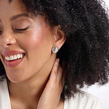 Bellezza White Topaz Accented Bronze-Plated Dome Earrings