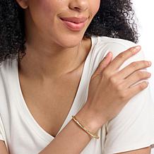 Bellezza White Topaz Hinged Oval Bangle Bracelet