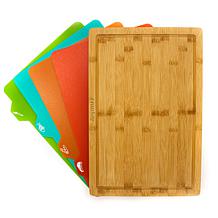 BergHOFF Bamboo 5-piece Cutting Board with 4 Multi-Colored Inserts 