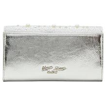 Betsey Johnson Silver Pearl Flap Sparkler Clutch
