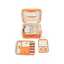 Bey-Berk Orange "Lizard" Debossed Leather Jewelry Box