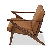 Bianca Walnut Brown Finished Wood and Tan Faux Leather Effect Loveseat