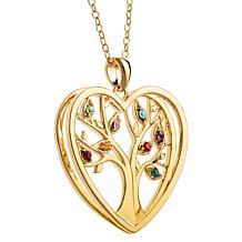 Birthstone Family Tree of Life Heart Necklace