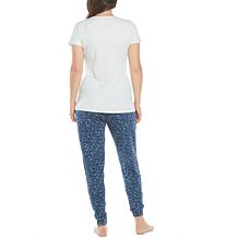 Blooming Women 2-Piece Maternity & Nursing Loungewear- Gray/Blue Print