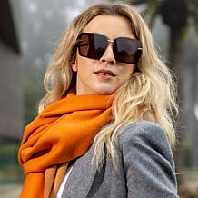 Bold Geometric Polarized Sunglasses with Gold Bridge