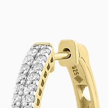 Bright Halo Lab Grown 0.50 ctw Gemstone & Diamond Hoop Earring, Ste...