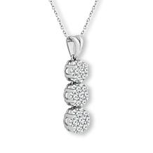 Bright Halo Lab Grown Diamond 2ctw Triple Drop Pendant with Chain