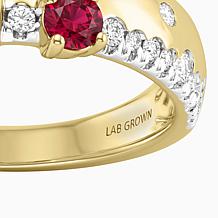 Bright Halo Lab Grown Diamonds 0.25 ctw Mixed Gemstone & Diamond Ri...