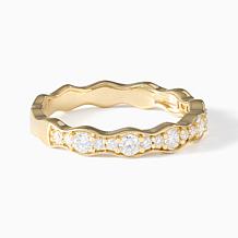 Bright Halo Lab Grown Diamonds 0.44cttw Wave Half-Eternity Ring, St...