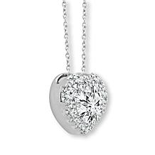 Bright Halo Lab Grown Diamonds 10K Gold 1.5ctw Heart Pendant and Chain