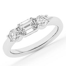 Bright Halo Lab Grown Diamonds 1.25 ctw 3 Stone Ring, Sterling