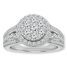 Bright Halo Lab Grown Diamonds 1.27ctw Round Pavé Ring