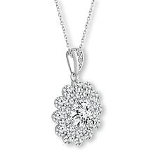 Bright Halo Lab Grown Diamonds 14K 2ctw Pavé Floral Pendant with Chain