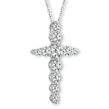 Bright Halo Lab Grown Diamonds 14K Gold 0.75ctw Cross Pendant & Chain