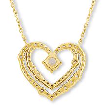 Bright Halo Lab Grown Diamonds 14K Gold 1ctw Double Heart Necklace