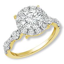 Bright Halo Lab Grown Diamonds 14K Gold 1.5ctw Cushion Tapered Ring - 23556802 | HSN