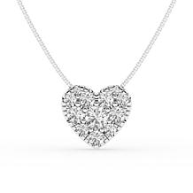 Bright Halo Lab Grown Diamonds 1ctw Heart Pendant with Chain