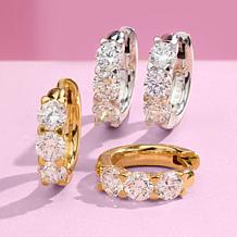 Bright Halo Lab Grown Diamonds 1ctw Huggie Hoop Earrings