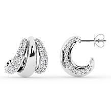 Bright Halo Lab Grown Diamonds 2.5ctw 3-Row Pavé Hoop Earrings